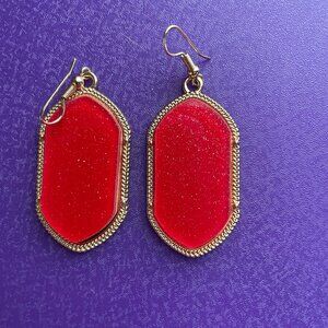 3/$12. Red and Gold Tone Sparkle Dangle Earrings